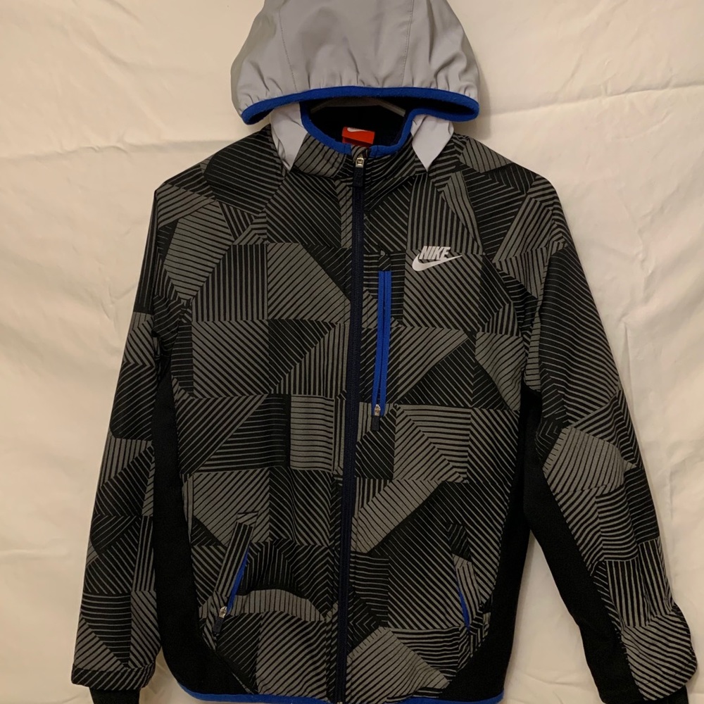 NIKE windbreaker coat black & silver/gray LARGE